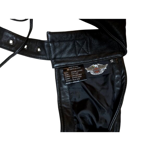 Harley Davidson Deluxe Leather Chap Men’s Size S Soft Leather Lined Embossed - Picture 5 of 8